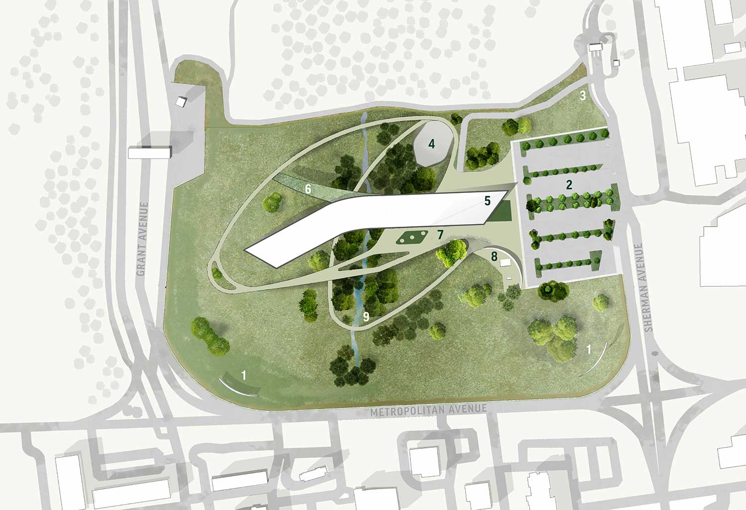 An areal view and map of the fmusaf grounds.
